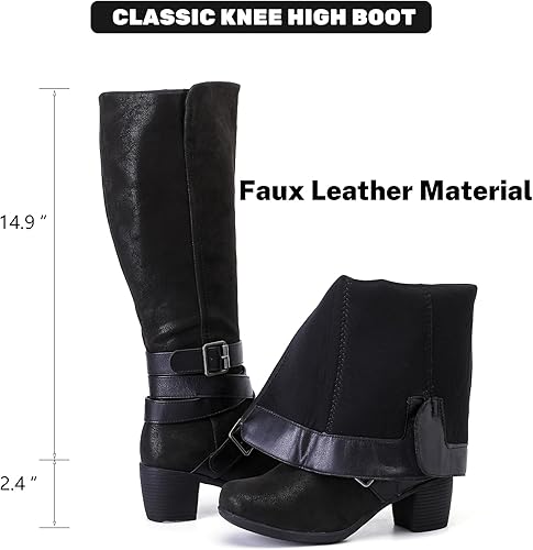 Women's Knee High Boots with Chunky Heel, Pointed Toe, Comfortable and Fashionable for Fall and Winter Wear for Women.