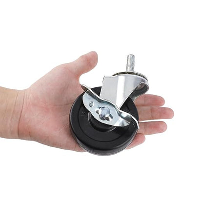 3-Inch Replacement Casters for Wire Shelving - Heavy Duty 1/4-20 Threaded Wheels (Set of 4) with Locking Brakes