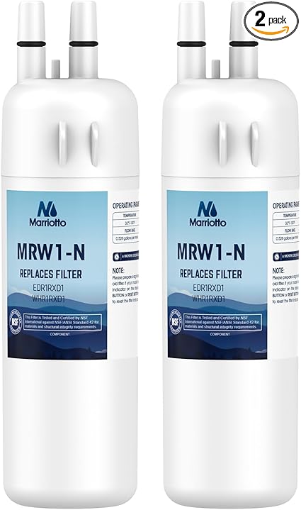 MARRIOTTO Refrigerator Water Filter Compatible with Whirlpool W10295370A, EDR1RXD1, WHR1RXD1, KAD1RXD1, Filter 1, W10295370, P4RFWB, P8RFWB2L, 46-9930, 46-9081 Refrigerator Water Filter  Pack of 2