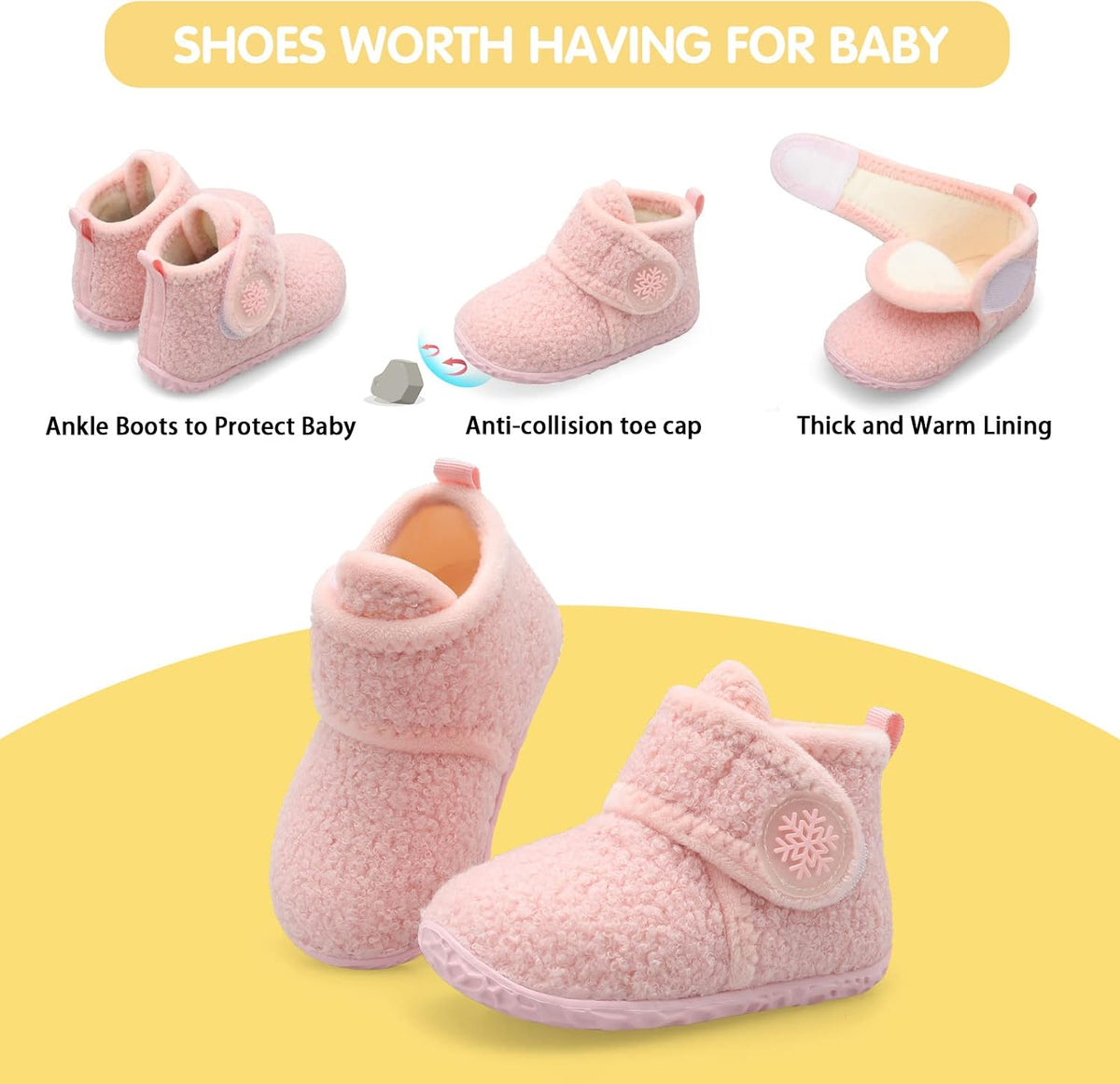 FEETCITY Baby Booties Girls Boys Infant Slippers First Walkers Shoes Warm Socks Newborn Crib Shoes.