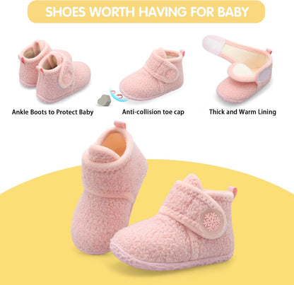 FEETCITY Baby Booties Girls Boys Infant Slippers First Walkers Shoes Warm Socks Newborn Crib Shoes.