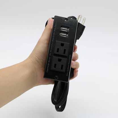 Desktop Power Strip with 2 Outlets 2 USB 2.1A Insert Mounting Built in Desk Table Sofa Cabinet Nightstand