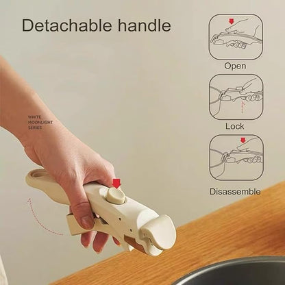 Universal Removable Pot Handle, Replacement Pan Gripper, Sturdy Ergonomic Replacement Handle for Cookware Travel Convenient Casserole Handles Beige 2