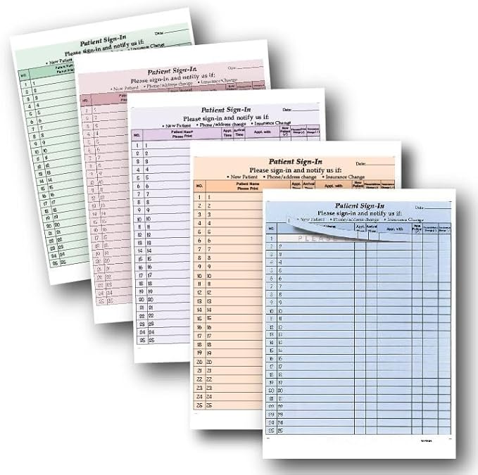 Stockchecks Patient Sign-in Label Sheets, Blue 125 Sheets Carbonless Forms, Hipaa Compliant