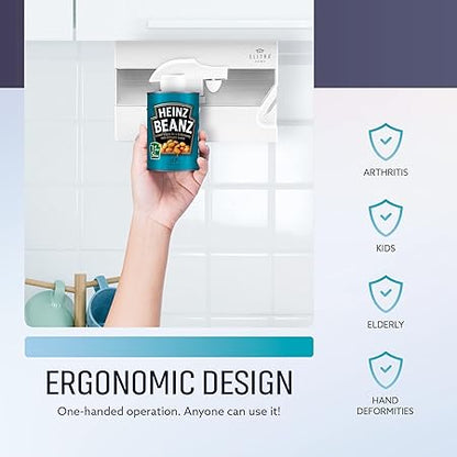 3 in 1 Under the Cabinet Electric Can Opener, Blade Sharpener, Bottle Opener, Under The Counter Mount, For Large And Small Cans (White)