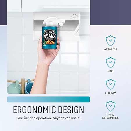 3 in 1 Under the Cabinet Electric Can Opener, Blade Sharpener, Bottle Opener, Under The Counter Mount, For Large And Small Cans (White)