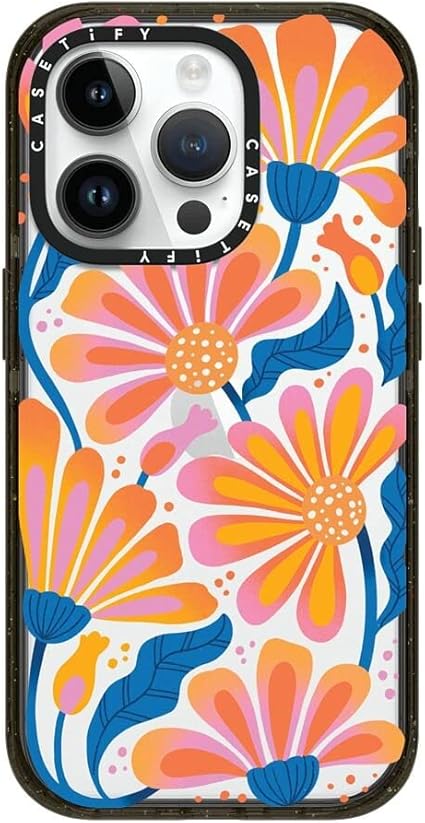 CASETiFY Impact iPhone 14 Pro Case 4X Military Grade Drop Tested  8.2ft Drop Protection - Lazy Daisy - Glossy Black