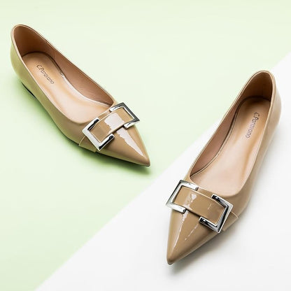 C.Paravano Women Flats | Pointed Toe Shoes | Ballet Flats | Work Daily Wear | Pointy Toe, Metal Decor, Comfortable Lambskin Leather Insole, Memory Foam, Elegant Dressy, Party Office Casual, Classic Chic