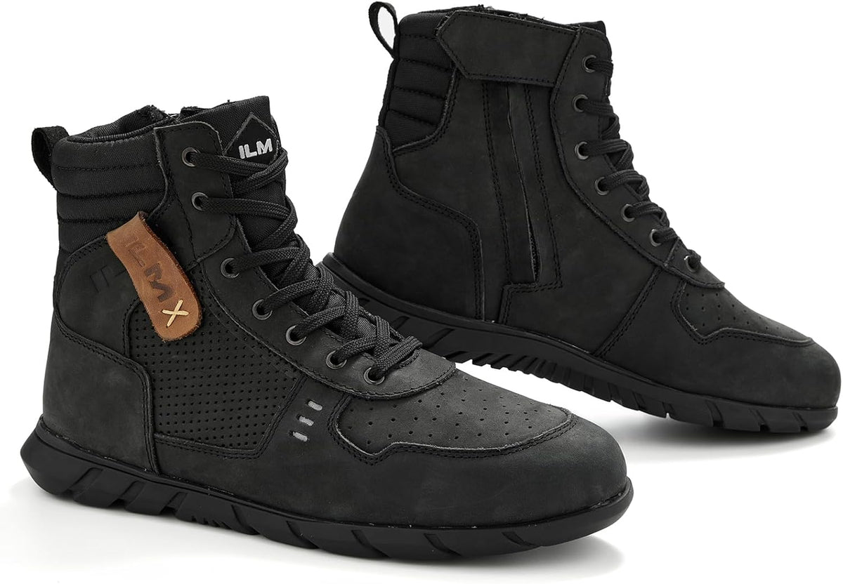 Size 11-Mens ILM Motorcycle Leather Shoes for Men Waterproof Anti-Slip with Ankle Support Model UB305