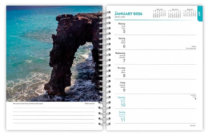 National Parks | 2026 6 x 7.75 Inch Spiral-Bound Wire-O Weekly Engagement Planner Calendar | New Full-Color Image Every Week | BrownTrout | Scenic Yosemite Yellowstone