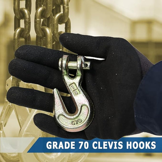 14 Grade 70 Forged Clevis Slip Hook, 14,400lbs Breaking Strength, for Chain Hooks for Trailers and Towing (2)