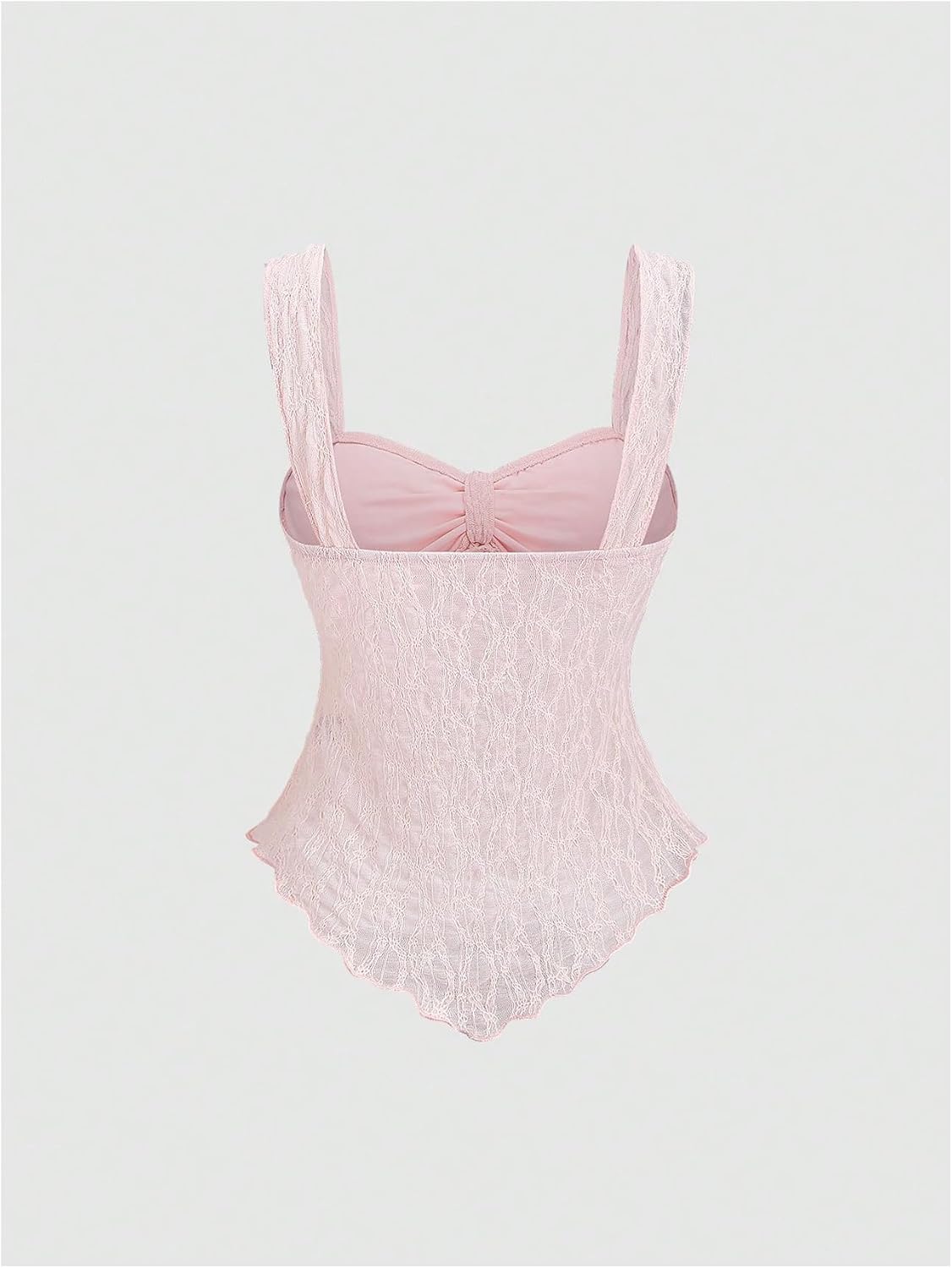 SOLY HUX Women's Cute Babydoll Tops Sleeveless Tie Front Lace Peplum Tank Top Summer Going Out Camisole Top