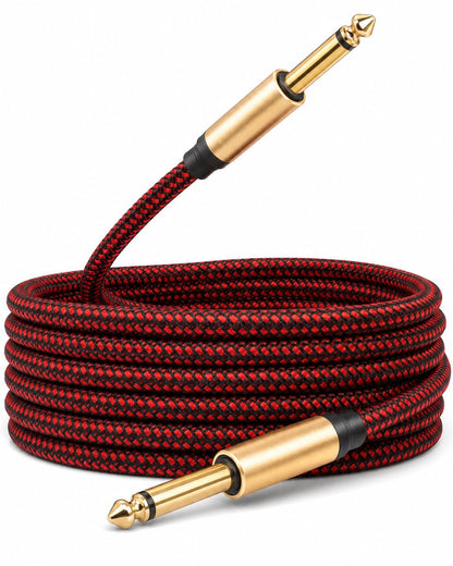 Guitar Cable 15 ft 1/4 Inch Guitar Instrument Cable 6.35mm (1/4) TS to 6.35mm (1/4) TS Stereo Audio Cable Male to Male with Zinc Alloy Housing and Nylon Braid 6.35mm Guitar Cable
