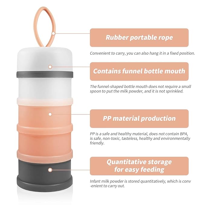 Baby Formula Dispenser on The Go, Portable Formula Container to Go, Non-Spill Stackable BPA Free Baby  Kids Snack Containers - Pink
