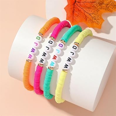 Fuqimanman2020 WWJD Surfer Heishi Bead Bracelets Set Colorful WWJD Beaded Stackable Stretch Bracelet for Women What Would Jesus Do Religious Jewelry Gift