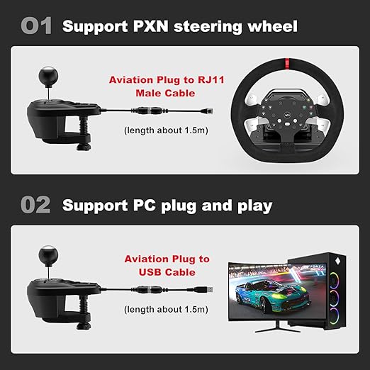 PXN A7 Gaming Gear Shifter 6 1 Shift Lever with Handbrake Button and Shift Button for High  Low Gear for PS3  PS4  XBOX ONEXbox Series XSPC