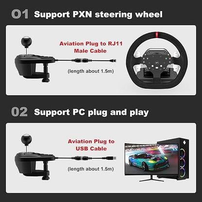 PXN A7 Gaming Gear Shifter 6 1 Shift Lever with Handbrake Button and Shift Button for High  Low Gear for PS3  PS4  XBOX ONEXbox Series XSPC