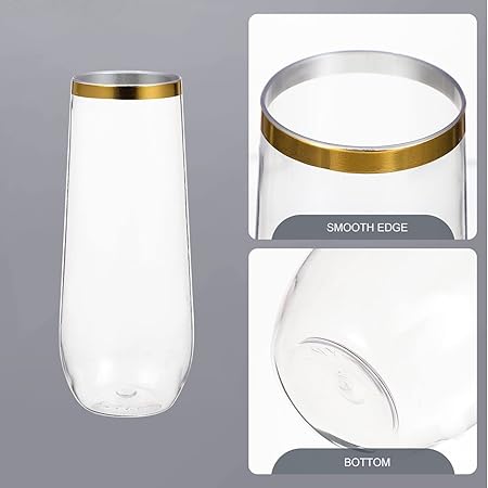 LALAFINA 4pcs Gold Rim Cup Sturdy Break Resistant Party Drink Cup Cold Drinking Cups