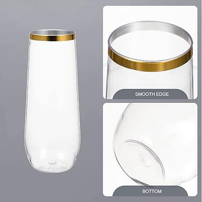 LALAFINA 4pcs Gold Rim Cup Sturdy Break Resistant Party Drink Cup Cold Drinking Cups
