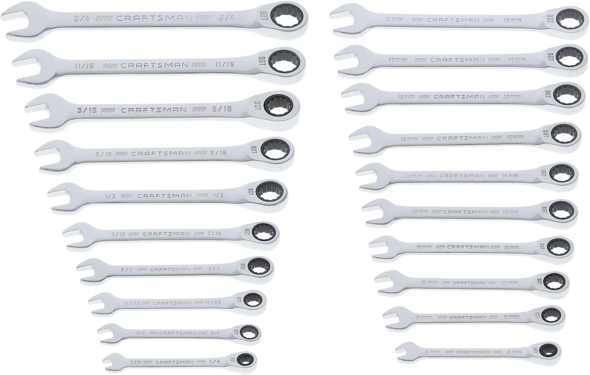 Craftsman 20-Piece SAE/Metric Ratcheting Wrench Set with Case (CMMT87220)