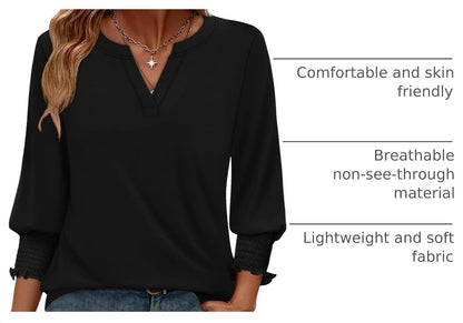 WIHOLL 3/4 Length Sleeve Womens Tops Summer Shirts Spring Vacation Outfits Dressy Casual Trendy Fall S-3XL