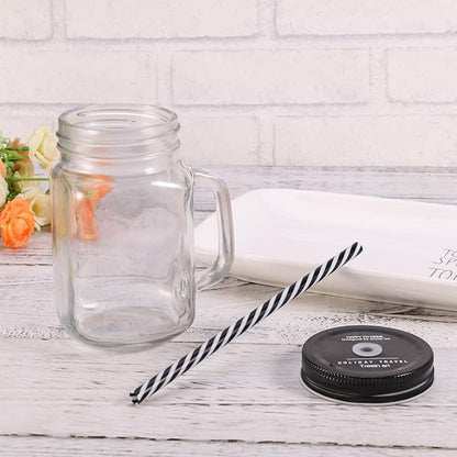 Cabilock Glass Juice Bottles Glass Tea Cups Mason Drinking Cups York- Shire Mason Jar Glass Drink Bottles Glass Water Bottles Canning Jar Mason Jar Cups Straws Juice Cup Summer Jug Lovers