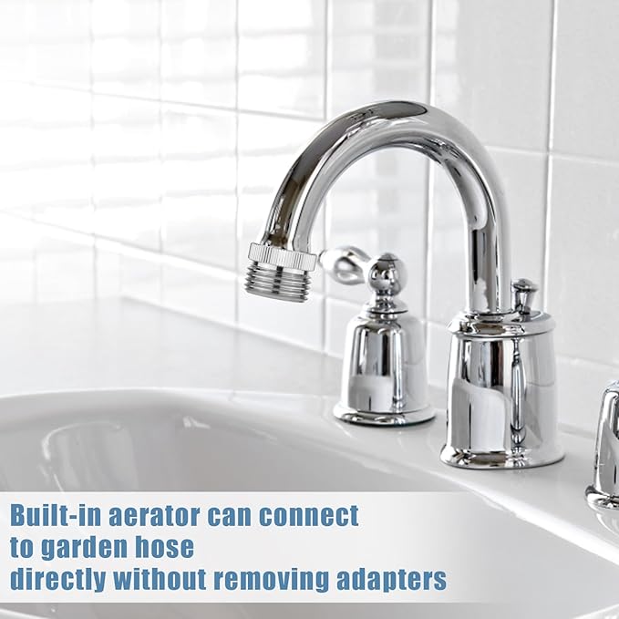 Faucet adapter with aerator, 34-inch garden hose to 12 sink faucet, polished chrome faucet adapter kit for garden hose