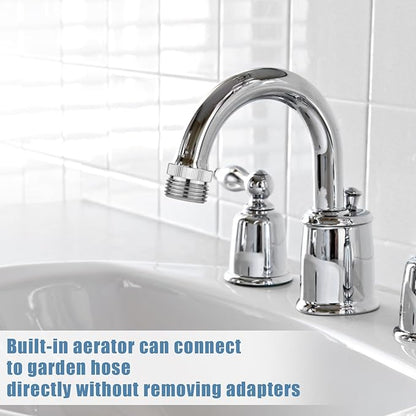 Faucet adapter with aerator, 34-inch garden hose to 12 sink faucet, polished chrome faucet adapter kit for garden hose