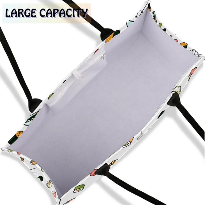 Tote Bag for Women Japanese Food Sushi Large Beach Bag Reusable Grocery Bags Tote Bag for Work Shopping Travel Beach
