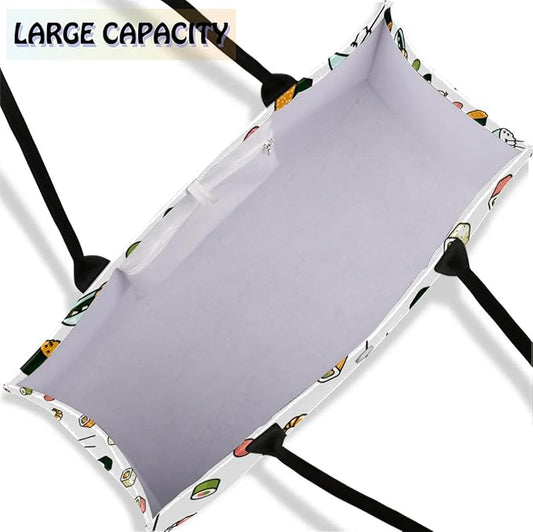 Tote Bag for Women Japanese Food Sushi Large Beach Bag Reusable Grocery Bags Tote Bag for Work Shopping Travel Beach