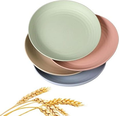 Wheat Straw Plates Lightweight Unbreakable Dinner Dishes Plates Set Dishwasher  Microwave Safe (Large 4 Pack 8')