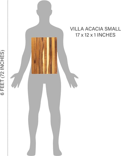 Thirteen Chefs Cutting Boards - Large, Lightweight, 17 x 12 Inch Acacia Wood Chopping Board for Plating, Appetizers, Charcuterie and Kitchen Prep - Portable Cooking Accessories