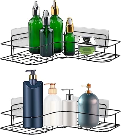 4 Pack Shower Caddy Adhesive for Replacement, Strong Transparent Adhesive for Shower Caddy Sticky Pads, No Drilling for Corner Shelf Basket, Bathroom Storage Shelves, Kitchen Racks and Soap Holder