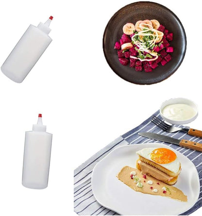 Anyumocz 12Pcs 4oz Clear Plastic Condiment Bottle,120ml Dispense Squeeze Bottles with Mini Red Caps for BBQ,Ketchup,Sauces,Dressing,Syrup,Arts,Crafts