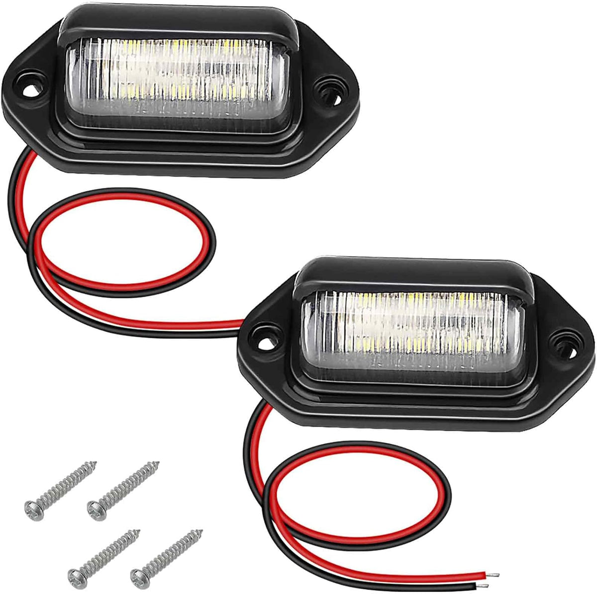 2 PCS White LED License Plate Light, 6-SMD Waterproof Tag Lights, 12V-24V DC Lamp Taillight, Step Courtesy Light Dome Cargo Lights for Truck SUV Van RV Trailer