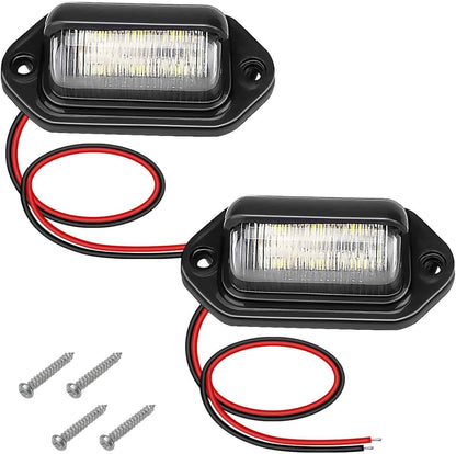 2 PCS White LED License Plate Light, 6-SMD Waterproof Tag Lights, 12V-24V DC Lamp Taillight, Step Courtesy Light Dome Cargo Lights for Truck SUV Van RV Trailer