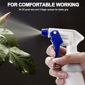 Plastic Spray Bottle, Empty Spray Bottles (2 Pack 24 Oz), All-Purpose Sprayer for Cleaning Solutions, Hair Spray, Bleach, Planting, BBQ, Mist  Stream Water Spraying Bottle with Adjustable Nozzle