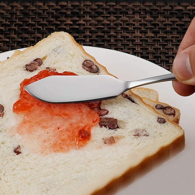 Stainless Steel Cheese Dessert Knives, Breakfast Butter Knife, Slicer Sandwich Spreader, Stainless Steel Better Butter Spreader Easy Spread Cold Hard Butter Cheese Jams (Black)
