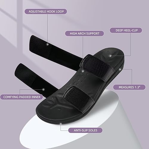 MEGNYA Orthotic Sandals for Women, Plantar Fasciitis Sandals for Flat Feet, Orthopedic Walking Slide Sandals with Arch Support