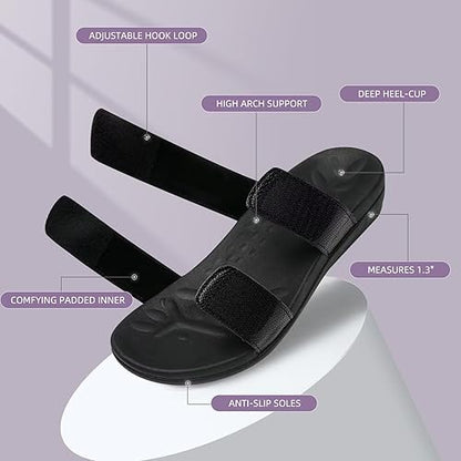 MEGNYA Orthotic Sandals for Women, Plantar Fasciitis Sandals for Flat Feet, Orthopedic Walking Slide Sandals with Arch Support