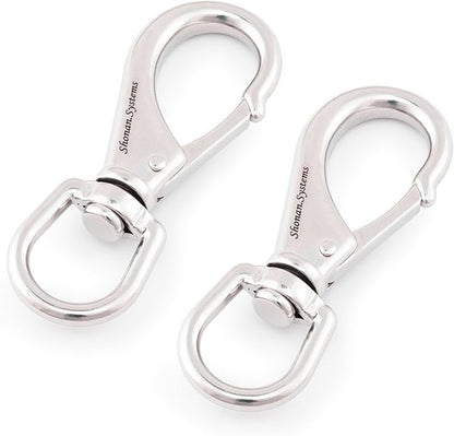 SHONAN Large Stainless Steel Swivel Snap Hooks, 2 Pack 4.6 Inch Heavy Duty Boat Hooks, Large Spring Clips for Boat Anchor Ropes and Cables