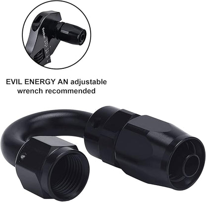 EVIL ENERGY 6AN Hose End Fitting 180 Degree Swivel for CPE Braided Hose Black