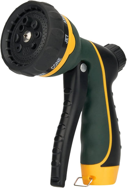 NGreen Garden Hose Sprayer Nozzle - Water Spray with 8 Adjustable Patterns, Impact Resistant and Non-Slip for Watering Plants, Pets Bathing and Cleaning,Car Washing (Green)