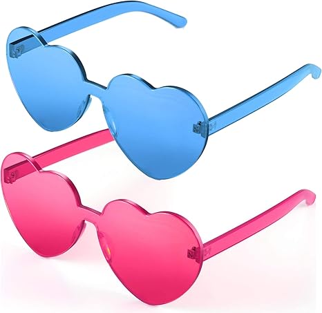 Heart Shaped Sunglasses for Women, Transparent Candy Rimless Sunglasses, Fashion Heart Shaped Glasses for Party Favor