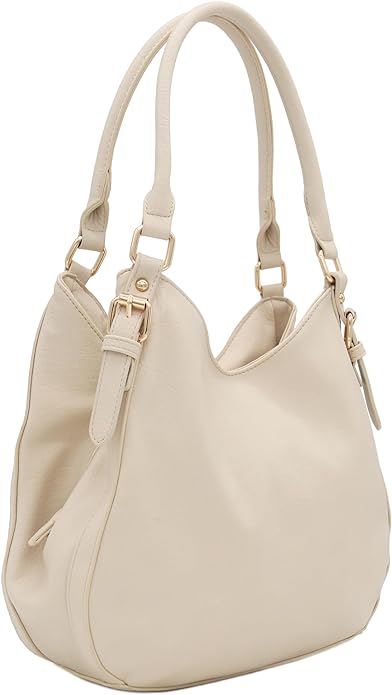 Lightweight 3 Compartment Faux Leather Medium Hobo Bag