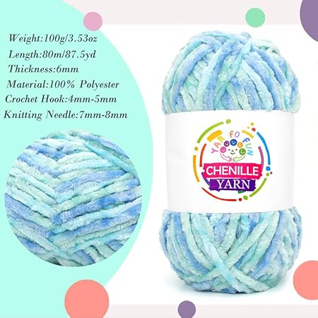 100g Velvet Chenille Yarn for Crocheting,White Fluffy Velvet Plush Yarn Thick Soft Chunky Chenille Yarn Baby Blanket Yarn for Crocheting Knitting Beginners(White)
