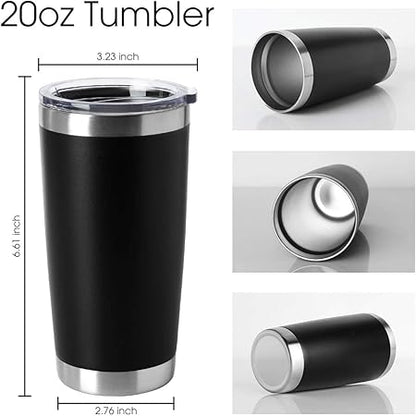 HASLE OUTFITTERS 20oz Tumblers Bulk Stainless Steel Cups with Lid Double Wall Vacuum Insulated Coffee Mugs for Cold  Hot Drinks 1 Pack, Black