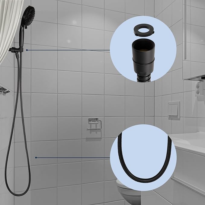 Shower Hose, 79 Inches Extra Long Stainless Steel Handheld Shower Head Hose with Brass Insert and Nut, Flexible, Matte Black