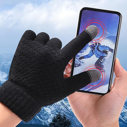 A pair of winter outdoor touchscreen gloves for driving and cycling, writing and office use