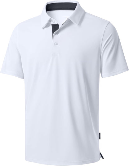 Men's Golf Shirts Dry Fit Moisture Wicking Performance Short Sleeve Collared Polo Shirts for Casual Athletic Business.
